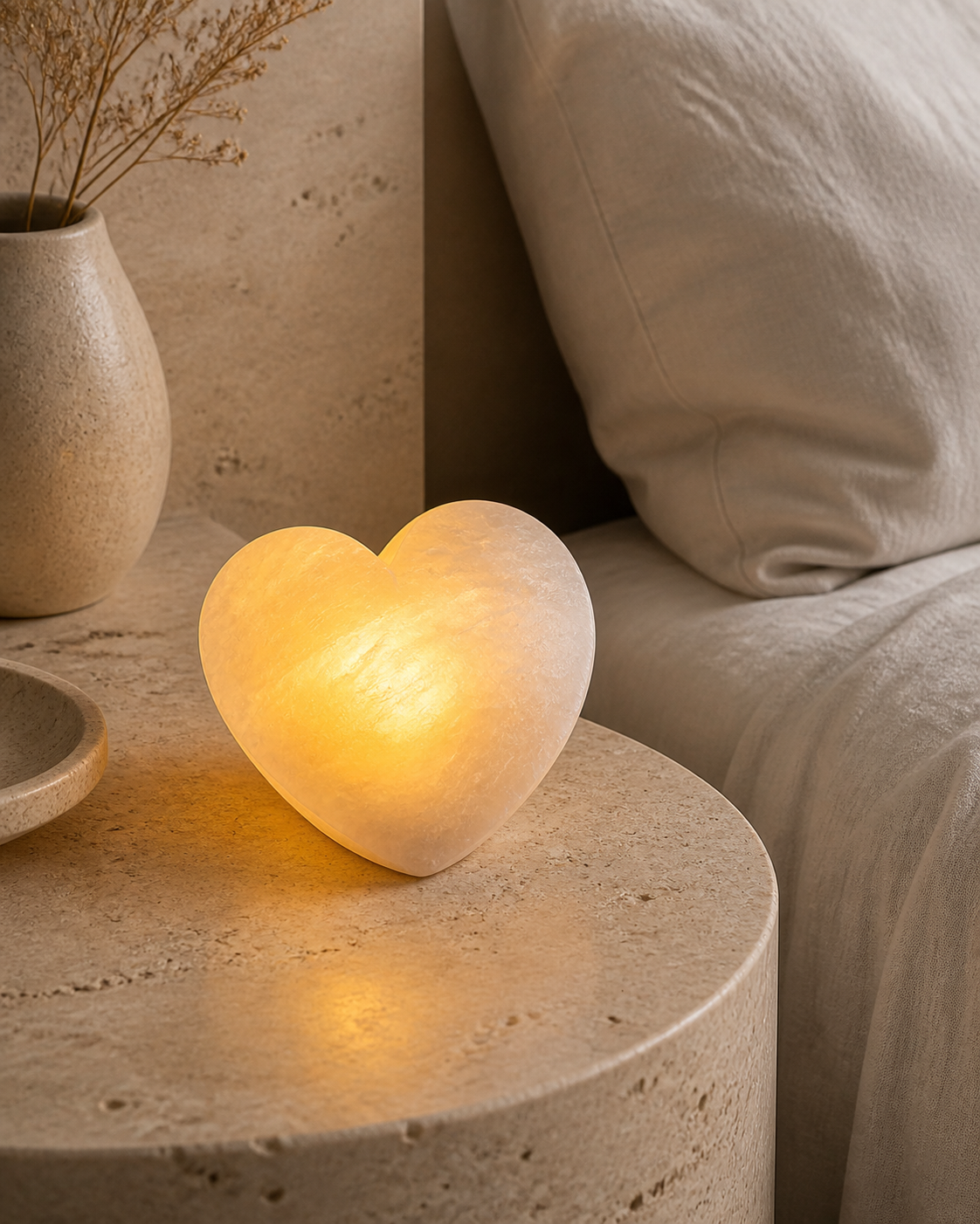 Selenite Heart Night Light