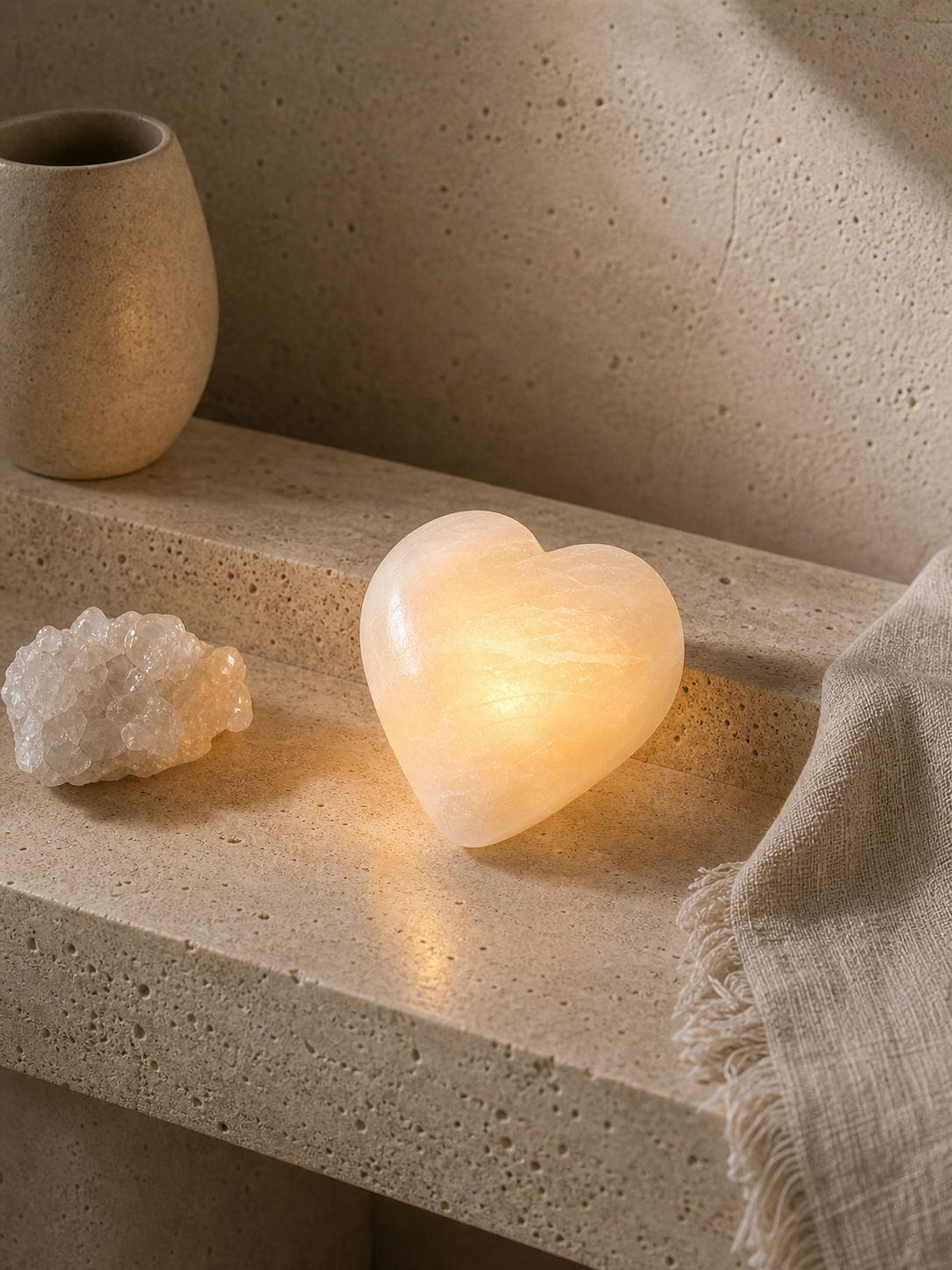 Selenite Heart Night Light