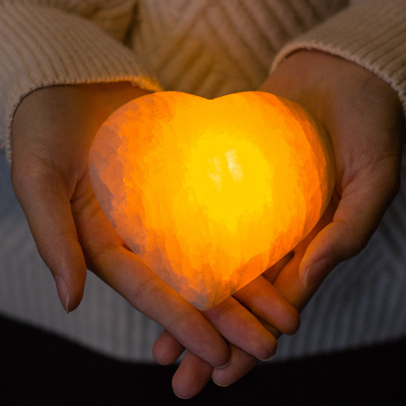 Selenite Heart Night Light