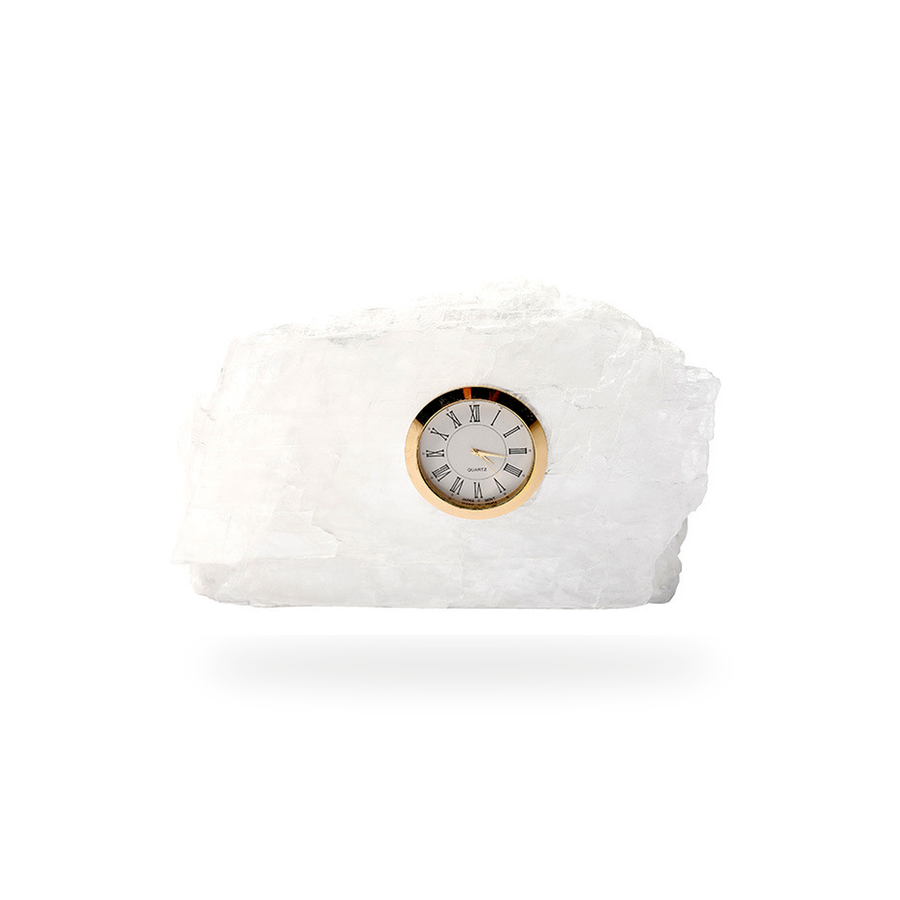 Selenite Mineral Table Clock