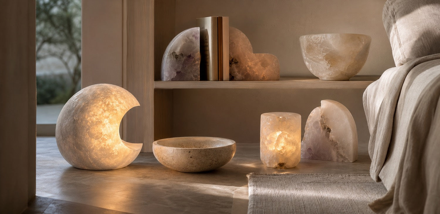 Warm mineral light in an evening setting