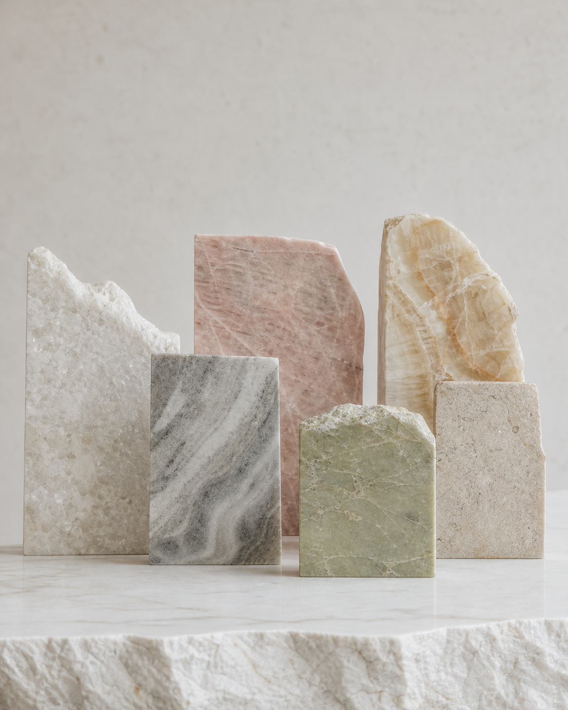 A quiet library of naturally coloured stone samples