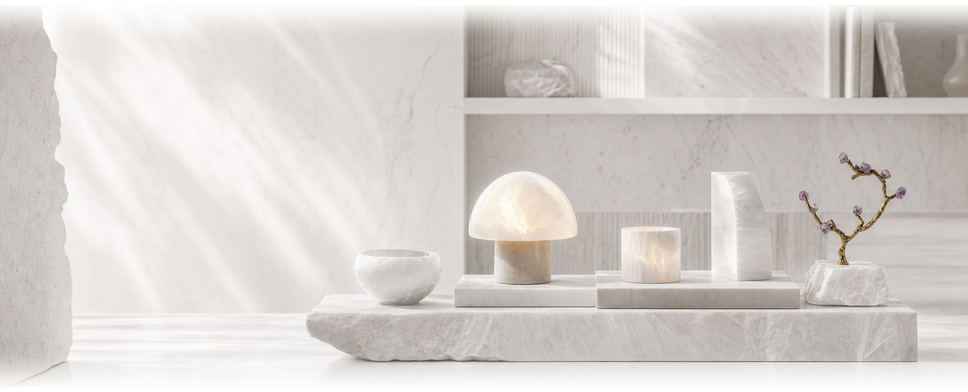White stone collection for a refined home