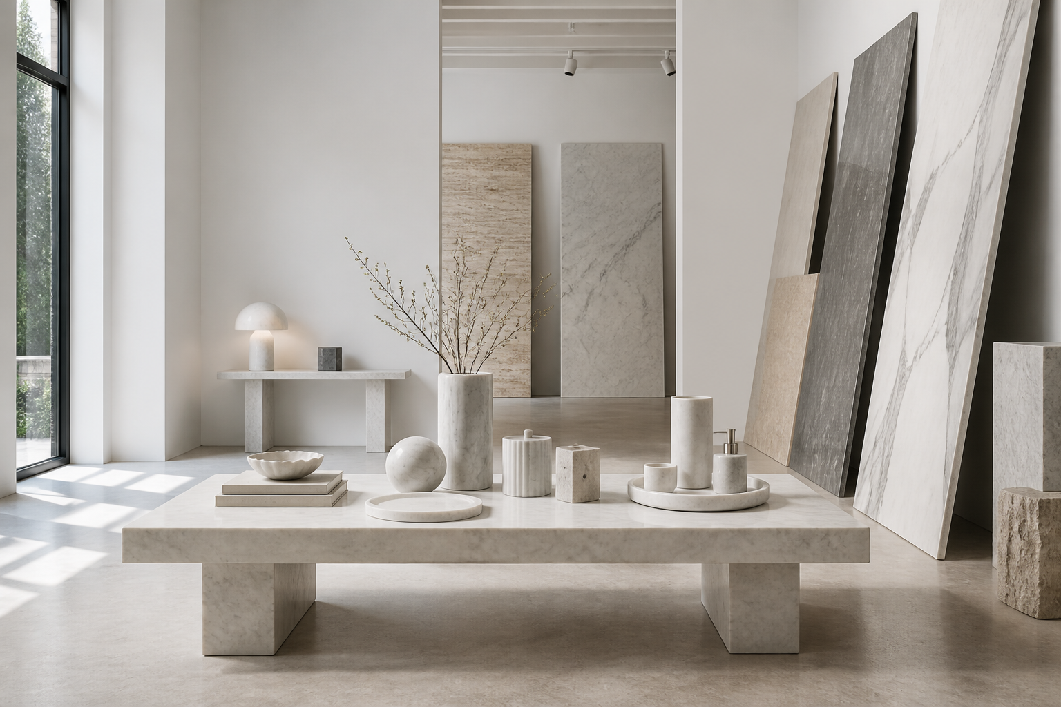 Refined stone showroom interior